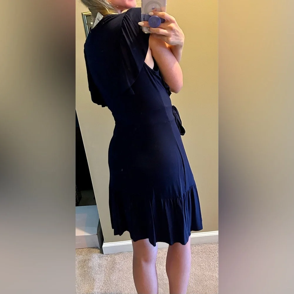 BNWT Navy Blue Faux Tie V-Neck Dress - Picture 4 of 10